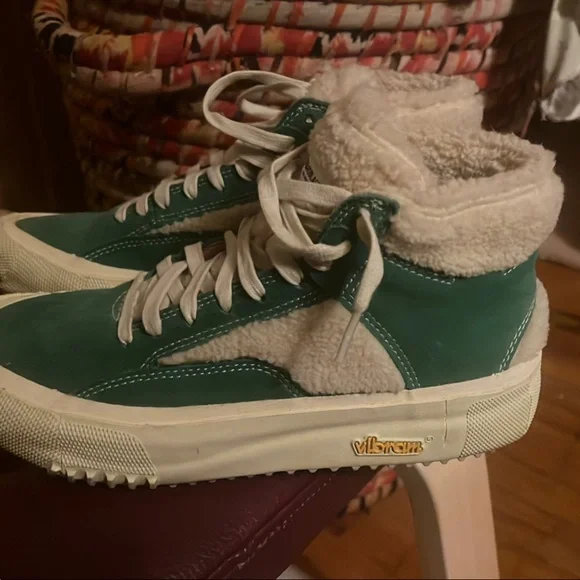 Anthropologie x Brandblack Vibram Green and Cream High-Top Sneakers - Picture 3 of 6